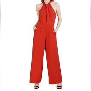 JULIA Jordan Orange Halter Twist Neck Sleeveless Jumpsuit Size: 8NWT